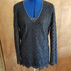 Ellie tahari black 2 piece lace tunic